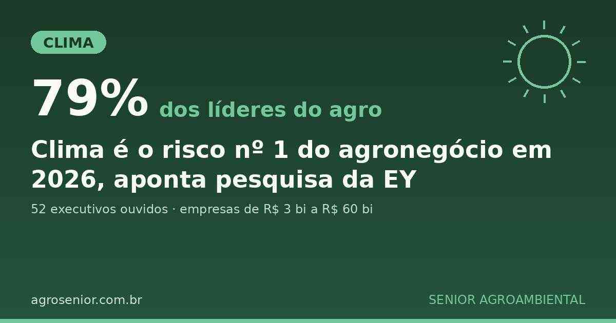 Clima é o risco nº 1 do agro em 2026: 79% dos líderes veem impacto alto, diz EY
