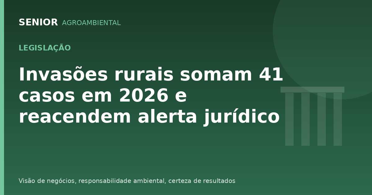 Invasões rurais somam 41 casos em 2026 e reacendem alerta jurídico